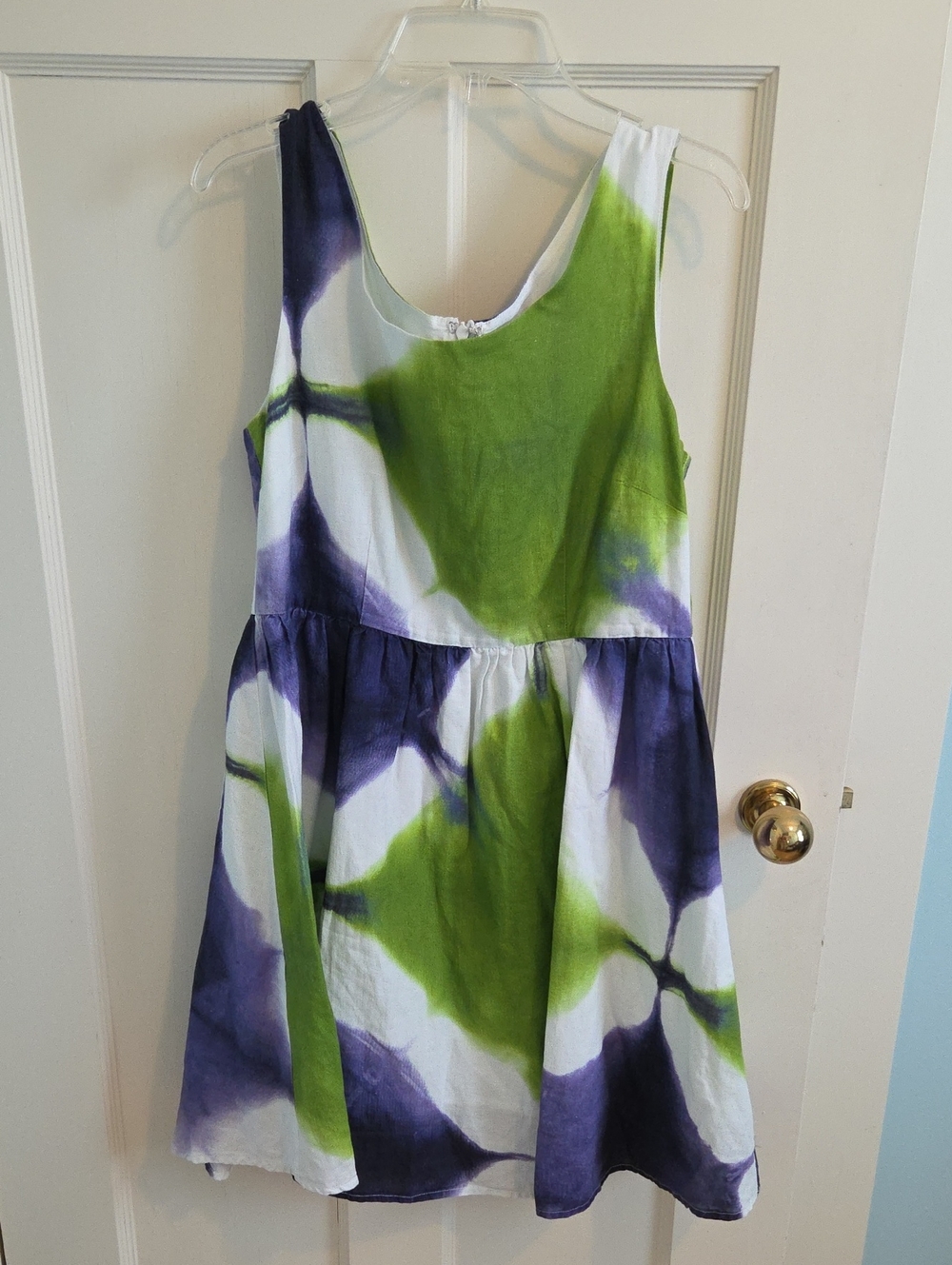 BUSAYO Mini Dress Sleeveless Abstract Fit & Flare Dress in Green, Purple, White